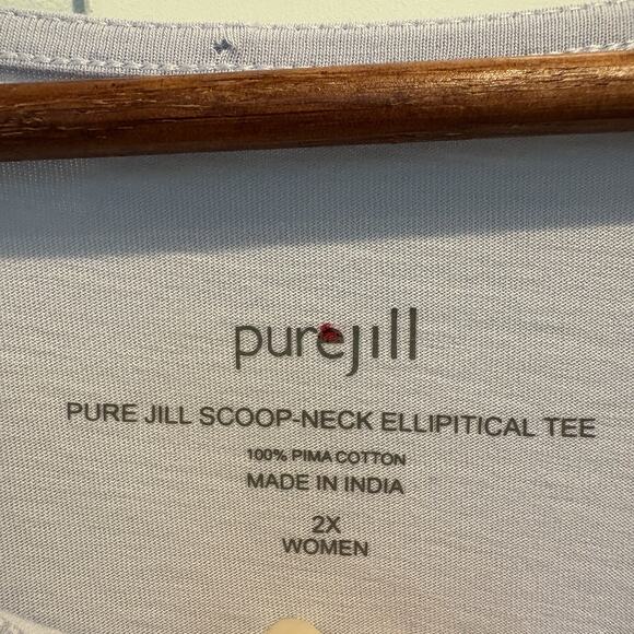 Pure Jill Tunic Top 2X Sky Blue Scoop Neck Elliptical Tee Pima Cotton Capsule - Picture 2 of 12
